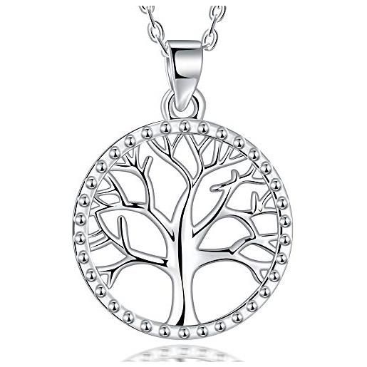 Lydreewam albero della vita collana donna argento sterling 925 con portagioie regalo, regolabile 40 + 5 cm