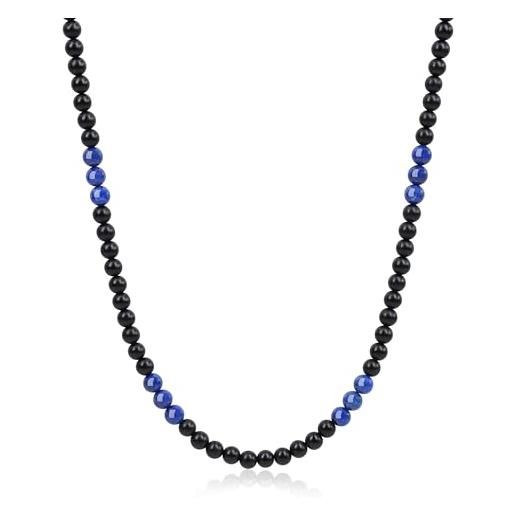 COAI bracciale collana unisex con perle in onice opaco e lapislazzuli
