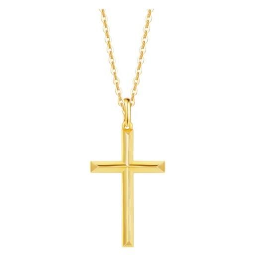FANCIME collana con pendente croce in argento sterling 925 placcato in oro giallo, regalo di gioielli per donna ragazza, lunghezza della catena: 40 cm + 5 cm