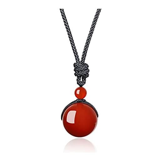 COAI collana unisex con pendente sfera perla in agata rossa