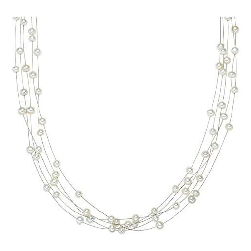 Valero Pearls catena da donna in argento sterling 925 con rodio con perle coltivate d'acqua dolce bianco 00400310