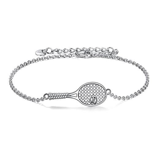 YFN bracciale tennis argento sterling braccialetto racchetta tennis gioielli regalo per donna uomo bambina ragazze