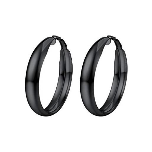 PROSTEEL orecchini cerchio spessi nero 40mm cerchi orecchie acciaio inossidabile (confezione regalo)
