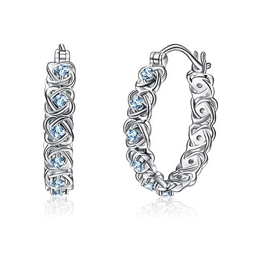 YAFEINI orecchini a cerchio in argento sterling 925 per donna orecchini ad anello in cristallo a forma di rosa fine gioielli a cerchio per donna dimensioni diametro 24,4 mm (orecchini blu)