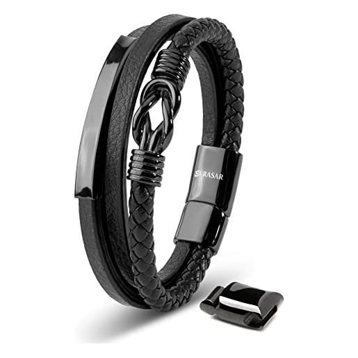 Feilok Cranio Trecciato Bracciale in Pelle per Uomo Magnetico in