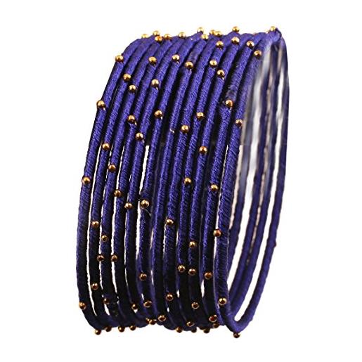 Touchstone braccialetti fatti a mano in filo di seta sintetica effetto esotico giallo fuoco braccialetti design per donna 2.5 set di 12 blu navy