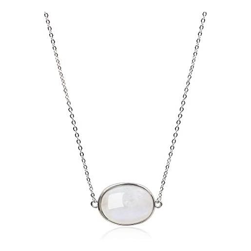 COAI collana da donna in argento 925 con ciondolo ovale in pietra di luna