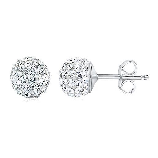SILVEGO orecchini da donna in argento 925 sfera con swarovski® crystals trasparente, SILVEGOb36071w