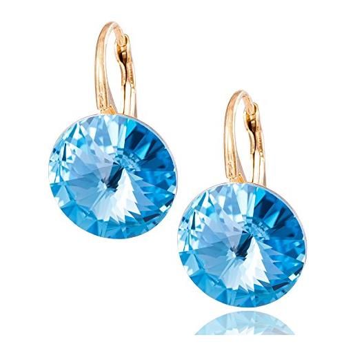 LillyMarie donne orecchini d'argento rivestito in oro argento azzurro swarovski elements originali rotondi sacchetto per gioielli idee regalo per le donne