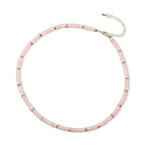 COAI collana girocollo da donna con perline heishi in opale rosa