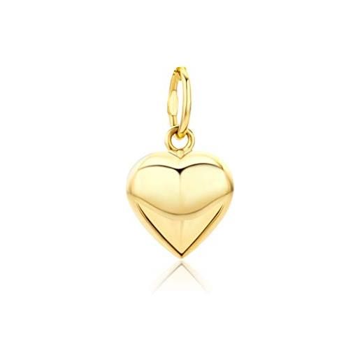 Orovi ciondolo cuore oro giallo lucido, oro vero 14kt 585, pendente cuore bombato su entrambe i lati a cui potrete aggiungere la vostra catenina d'oro o argento dorato ciondolo ipoallergenico. 