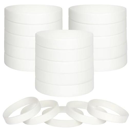 LVNRIDS braccialetti in silicone vuoti 100 pezzi, braccialetti elastici in gomma per feste sportive braccialetto bianca l