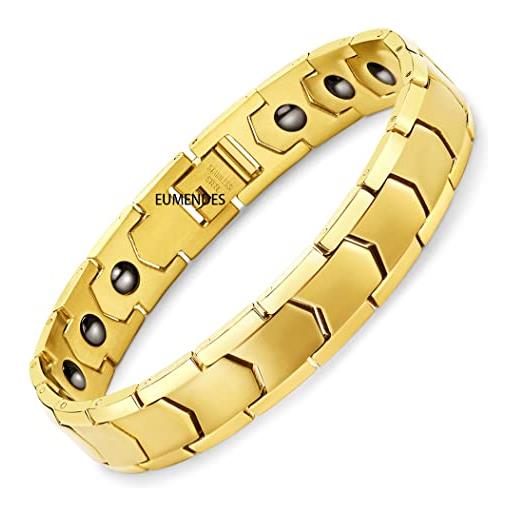EUMENIDES braccialetto magnetico da uomo, braccialetto magnetico in acciaio al titanio, braccialetto magnetico completo con 18 magneti, (bracciale magnetico in oro)