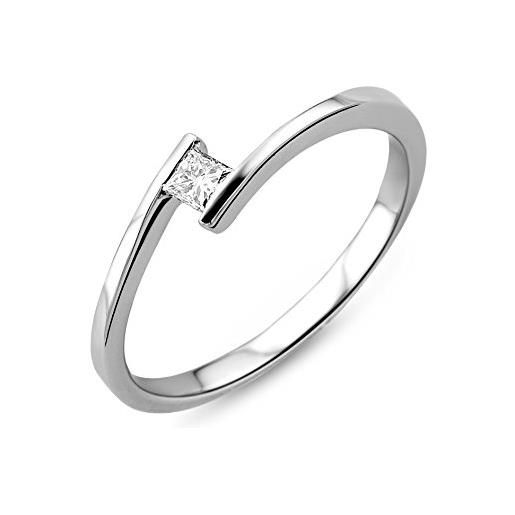 Miore anello donna solitario anello di fidanzamento diamante ct 0.10 oro bianco 18 kt / 750