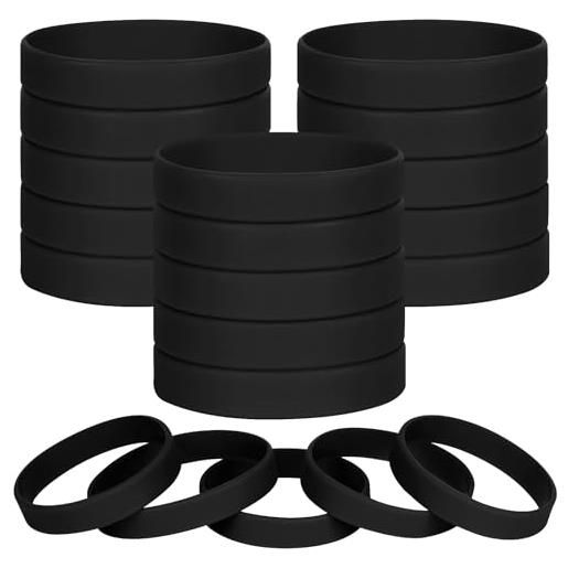 LVNRIDS braccialetti in silicone vuoti 100 pezzi, braccialetti elastici in gomma per feste sportive braccialetto nero l