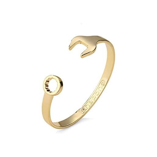 THE BLING KING wrench braccialetto in oro regolabile per uomo e donna con placcatura in oro reale 18 carati e logo strumento moda gioielli braccialetto in oro (braccialetto liscio con chiave inglese)