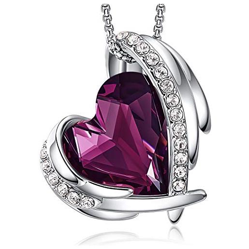 CDE collana da donna argento cuore cristalli con scatolina per gioielli
