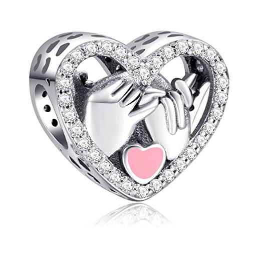 LaMenars hand drawn love heart happy anniversary pendente in argento sterling 925 perline con zirconi per l'europa regali per donna bracciale e collana
