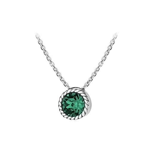 Tuscany Silver collana con pendente da donna in argento sterling 925, con cristallo swarovski, verde (deep green), 46 cm
