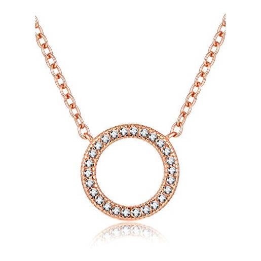 Presentski donna cerchio collana placcato oro rosa gioielli in argento 925 regalo di san valentino 45cm|collana con zirconia