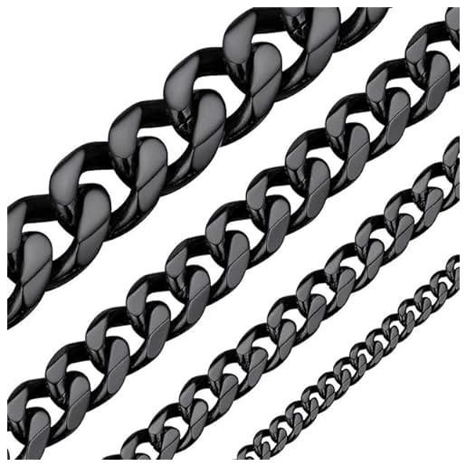 ChainsHouse catene nere a maglia cubana da 20 pollici, 6 mm, catena da uomo in acciaio inossidabile