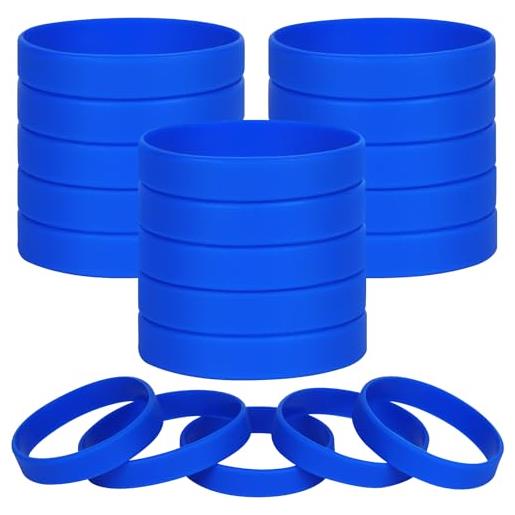 LVNRIDS braccialetti in silicone vuoti 100 pezzi, braccialetti elastici in gomma per feste sportive braccialetto blu s