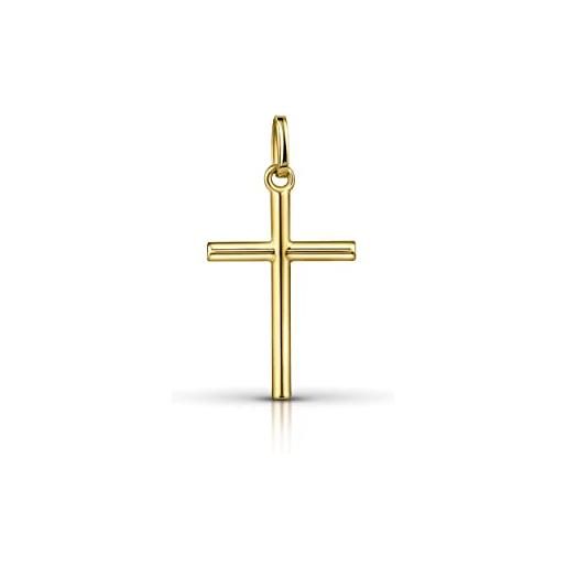 Amberta allure ciondolo a forma di croce unisex in oro giallo 9 carati: croce piccola in oro