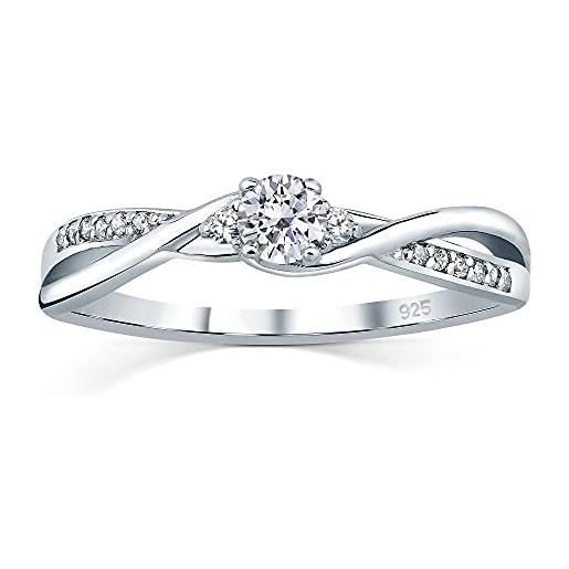 SILVEGO anello di fidanzamento in argento 925 con swarovski zirconia
