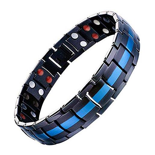 JFUME braccialetto magnetico uomo blu reale e nero gioiello regalo uomo con strumento di rimozione del collegamento regolabile da 8,5