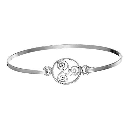 Silverly bracciale donna in argento sterling. 925 bangle rigido con tripla spirale triskele celtica
