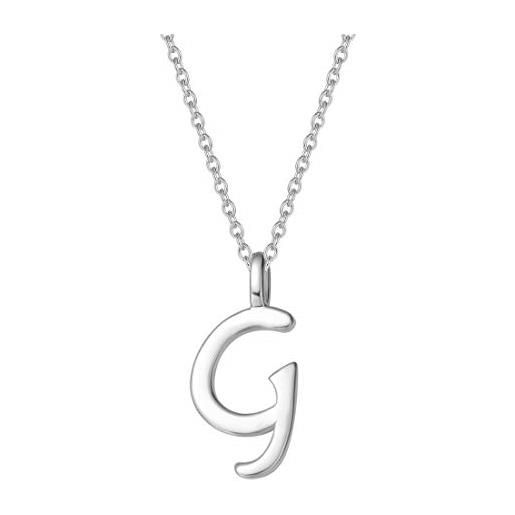 AGVANA collana con lettera iniziale g ciondolo in argento sterling 925 collana con pendente nome alfabeto da donna ragazze - lunghezza catena: 40 + 5 cm