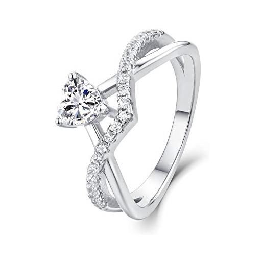 starchenie starnny anelli donna argento 925, anelli fidanzamento anniversario amore a forma di cuore with 5a zirconia cubica birtstone regali di gioielli per donna，14.5