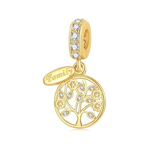 PHCLASY. Albero d'oro della vita charm ciondolo 925 pendente in argento sterling donna, compatibile con bracciali e collane europei regali di gioielli di natale per le donne
