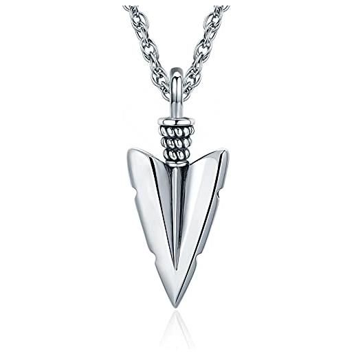 PRAYMOS collana da uomo con punta di freccia s925 gioielli in argento sterling ciondolo personalizzato per regalo uomo fidanzato fratello marito