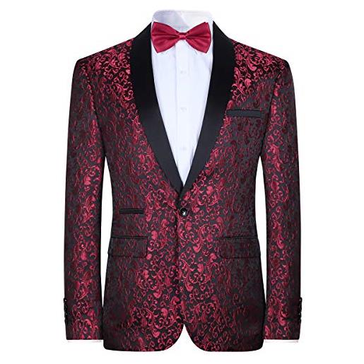 Allthemen blazer casual di lusso da uomo slim fit paisley floral jacquard suit giacche cappotti eleganti giacche chic rosso s