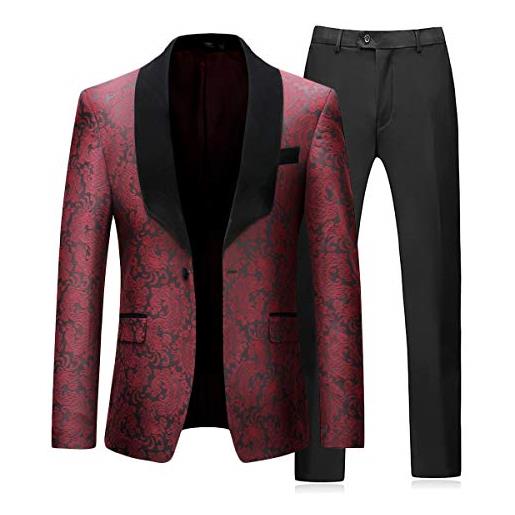 Sliktaa abito da uomo 2 pezzi slim fit abiti da pranzo nero rosso formale giacca da smoking