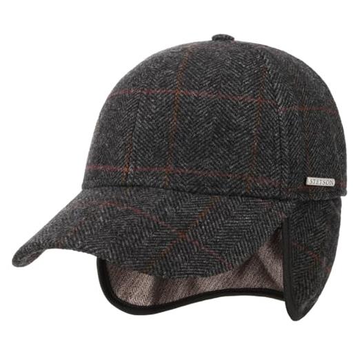 Stetson kinty berretto in lana con copriorecchie uomo - berretto di lana foderato - con cotone - con visiera e scaldaorecchie - autunno/inverno grigio s (54-55 cm)