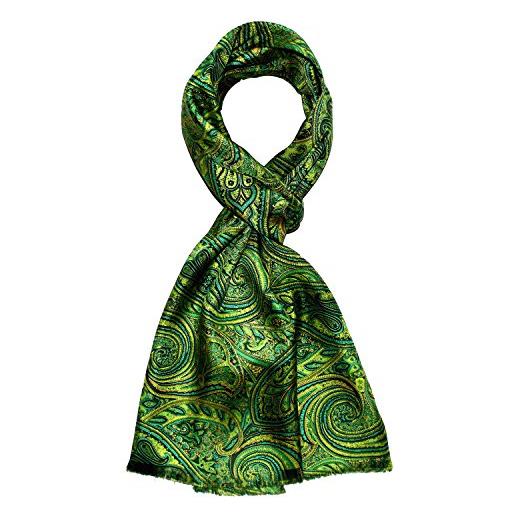 Lorenzo cana sciarpa da uomo 100% seta in armoniosa tostatura verde stampata a doppio strato, foulard di seta in stile dandy 30 cm x 160 cm - 8914011