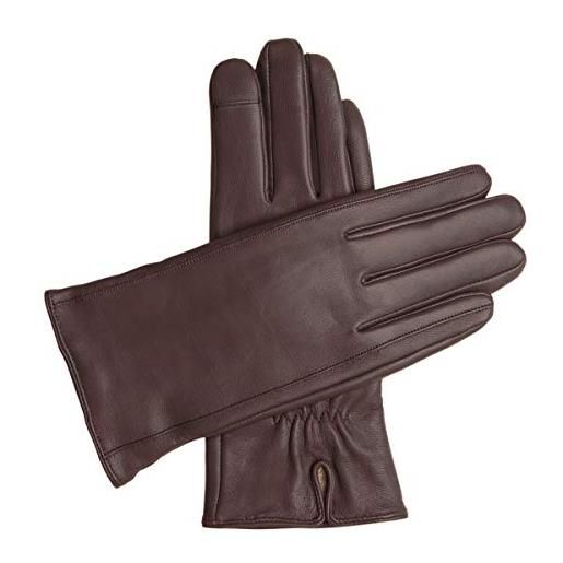 Downholme guanti pelle per touschscreen - guanti invernali donna con fodera in cashmere (marrone, m)