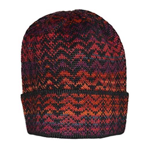 Invisible World cappello invernale donna o uomo lana 100% di alpaca a maglia - noelle rosso - medium