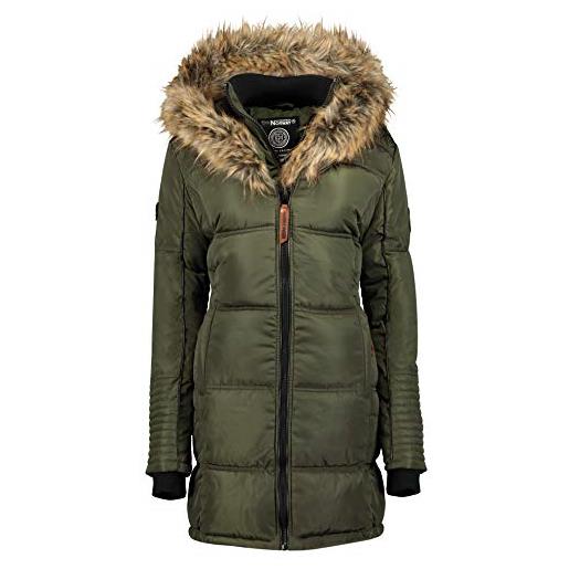 Geographical Norway beautiful lady distribrands - parka caldo da donna - cappotto cappuccio di pelliccia finta - giacca a vento invernale - giacca lunga fodera - regalo donna (nero s)