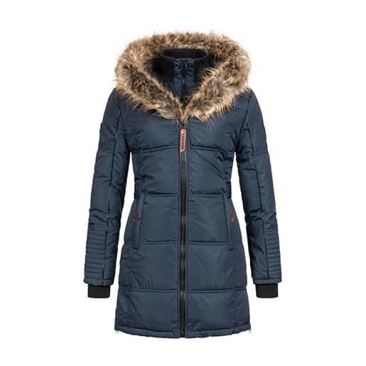 Geographical Norway beautiful lady distribrands - parka caldo da donna - cappotto cappuccio di pelliccia finta - giacca a vento invernale - giacca lunga fodera - regalo donna (nero xl)