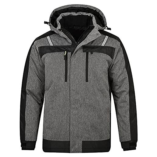 BWOLF olympia giubbotto uomo invernale giacca da lavoro uomo antivento cappotto invernale con cappuccio, grigio. , xxxl