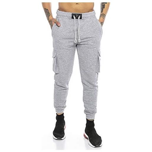 Redbridge pantalone da tuta joggers sweat-pants stile cargo premium silver skull grigio scuro xxl