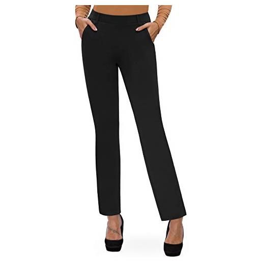 Bamans pantaloni da donna neri eleganti pantaloni da abito stretch business pantaloni in stoffa lunghi larghi taglie grandi con tasche(nero-31-xl)