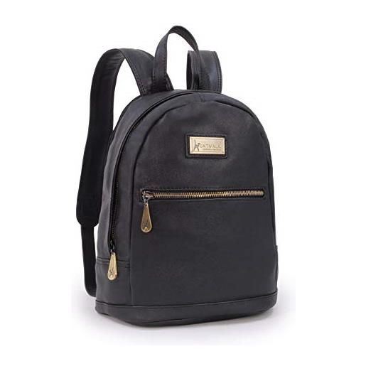 Catwalk Collection Handbags - vera pelle vintage - borse a zainetto da donna/zaino business/backpack/viaggio - per pc laptop portatile/tablet - fern - nero