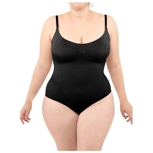 LEELA LAB body modellante contenitivo donna taglie forti con spalline regolabili, massimo comfort, realizzato in morbida microfibra senza cuciture - made in italy (nude. M-l)