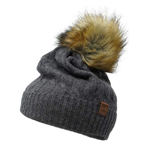 Borges & Scott berretto meribel con pompon - 100% cashmere - made in nepal - mezzanotte