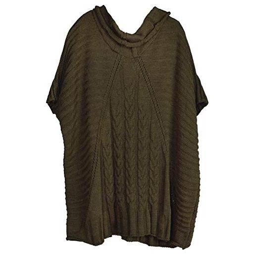 styleBREAKER poncho da donna lavorato a maglia a treccie, maniche e collo a scialle 08010054, colore: rosa antico