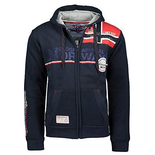 Geographical Norway felpa sweatshirt maglia faponie uomo men manica lunga long sleavess full zip cappuccio hood (grigio scuro, s)